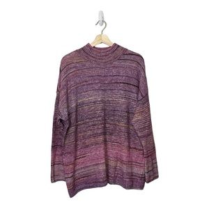 CJ Banks Purple Striped Turtleneck Sweater